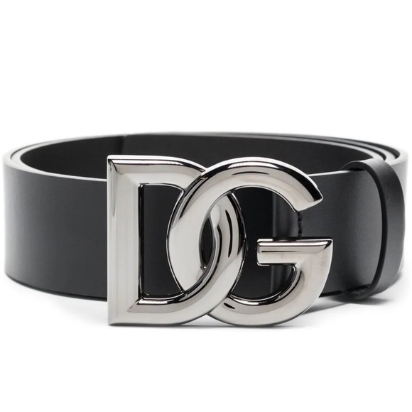 Dolce & Gabbana Black Belt with Silver DG Buckle